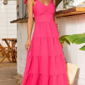 Vestido Alça 3 Camadas Chiclete Cora Canela
