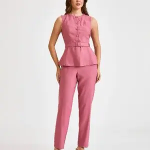 Conjunto Sandra Blusa e Calça Rosa Inicial A