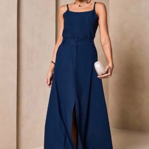 Saia Mídi Nádia Azul Marinho Inicial A