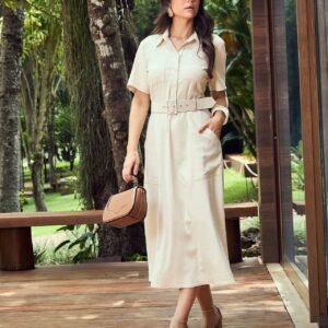 Vestido Eliana Bege Inicial A