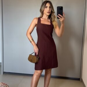 Vestido Juliana Marrom Inicial A