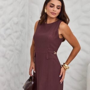 Vestido Manuela Marrom Inicial A